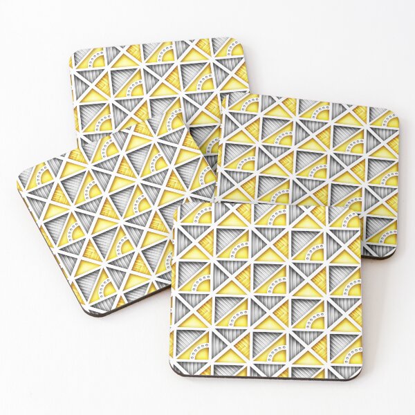 Item preview, Yellow and Gray 3d Geometric Pattern, Triangular Motifs designed and sold by lissantee.