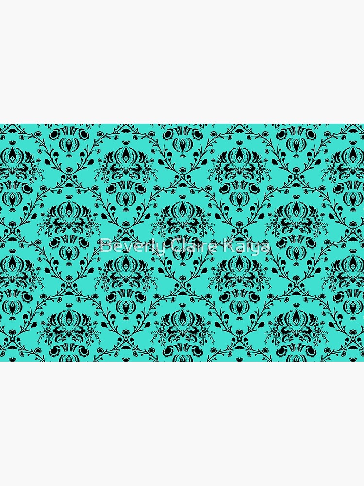 Elegant Black Damask Pattern Turquoise Feminine by beverlyclaire