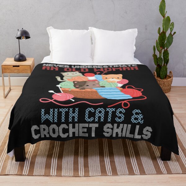 Item preview, Cats and Crochet Old Woman Design Long Sleeve TShirt21 designed and sold by claudiadccla.