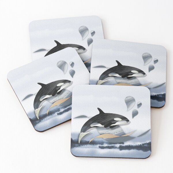 Item preview, Realistic orca whale seascape watercolor illustration  - Caroline Laursen Original designed and sold by Caroline Laursen.