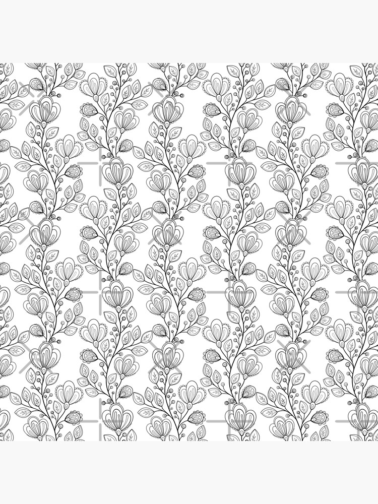 Non Colored Pattern with Floral Motifs Tapestry for Sale by lissantee