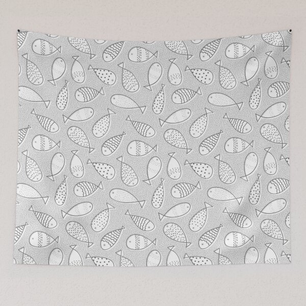 Item preview, Fishing Doodle on Grey designed and sold by The Wellington Boot.