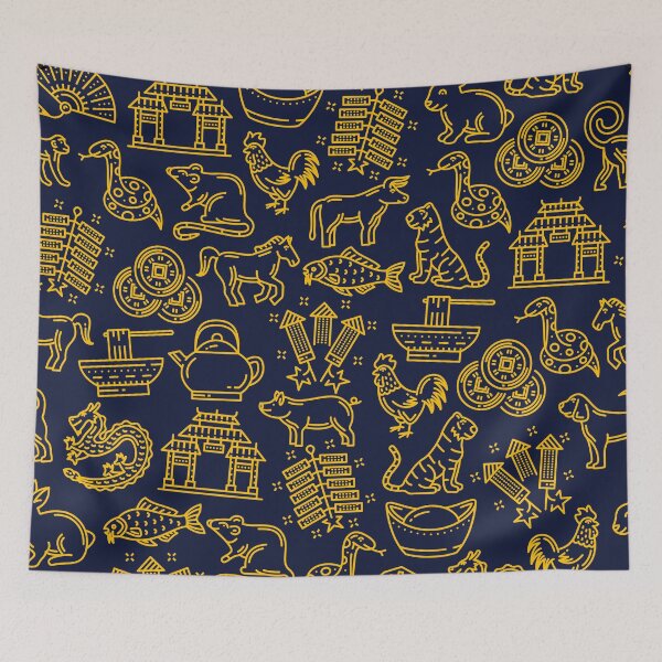Item preview, Asian heritage month, asian pattern yellow designed and sold by Yellowsprint.