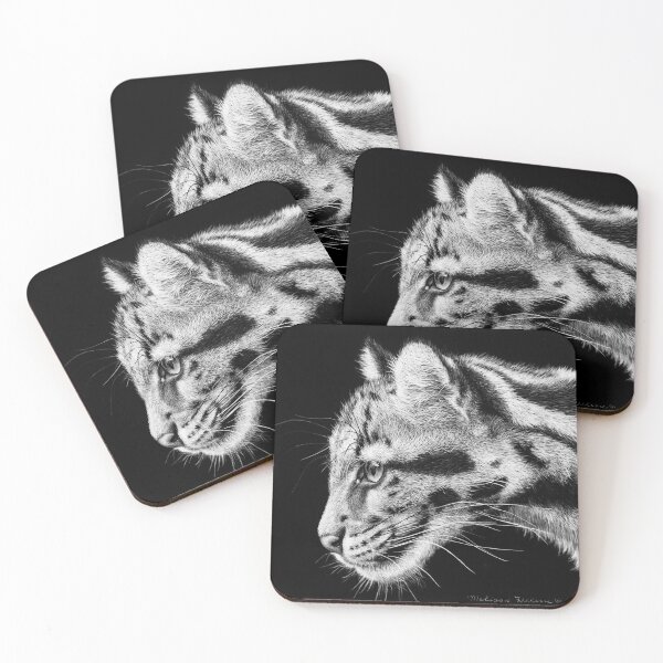 Item preview, Clouded Leopard Black and White Art designed and sold by MHScratchboard.