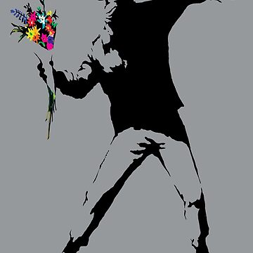 Artwork thumbnail, Banksy Protester Throwing Flowers by belugastore