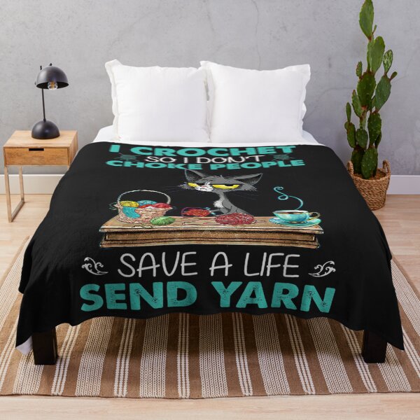 Item preview, I Crochet So I Dont Choke People Save A Life Send Yarn Cat TShirt23 designed and sold by claudiadccla.