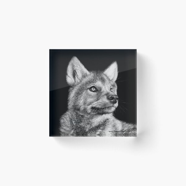 Item preview, Wolf Pup Black and White Art designed and sold by MHScratchboard.