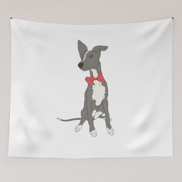 Item preview, Cute Grey Italian Greyhound with bright pink bow designed and sold by ThisIggyLife.