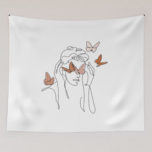 Item preview, Man face butterfly line art designed and sold by OneLinePrint.