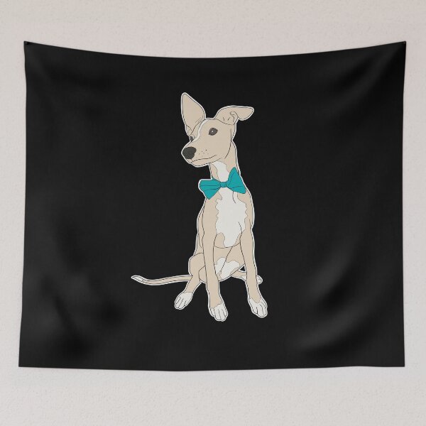 Item preview, Cute fawn Italian Greyhound with bright teal bow designed and sold by ThisIggyLife.