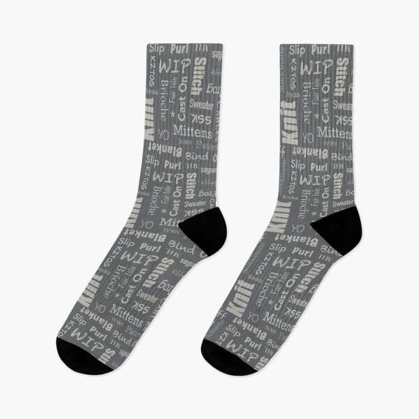 Item preview, Gray Knitting terms wordcloud designed and sold by InTheMitten.