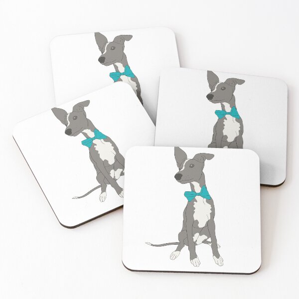 Item preview, Cute Grey Italian Greyhound with bright teal bow designed and sold by ThisIggyLife.