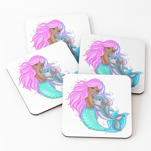 Item preview,  Black mermaid and her friend dolphin designed and sold by JeniLoArt.