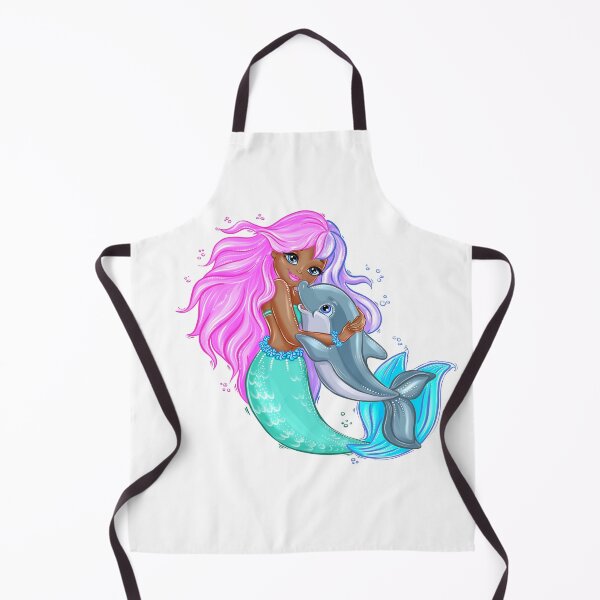 Item preview, Black mermaid and her friend dolphin designed and sold by JeniLoArt.
