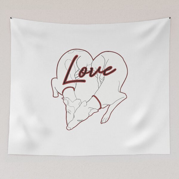 Item preview, Adorable Greyhound dog design shaped in a heart with the word love inside, with red details designed and sold by ThisIggyLife.