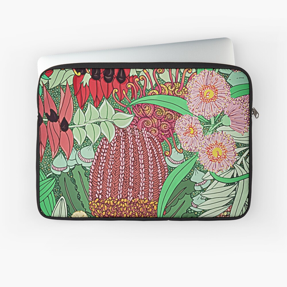 "Australian Natives Botanical Pattern" Laptop Sleeve for Sale by