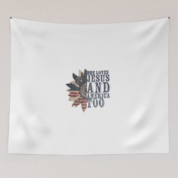 Item preview, American Flag Sunflower She’s Loves Jesus and America Too  designed and sold by chanat3659.