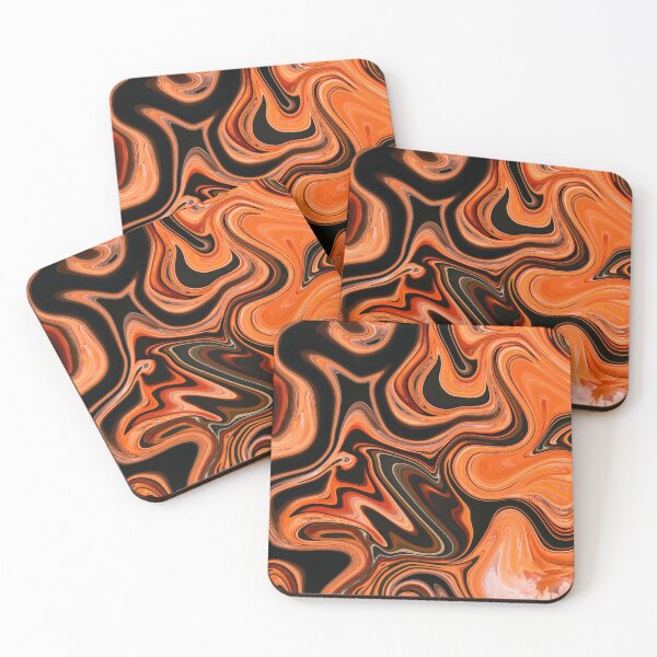 Item preview, Orange Abstract Fluid on Black Color designed and sold by Flydea.