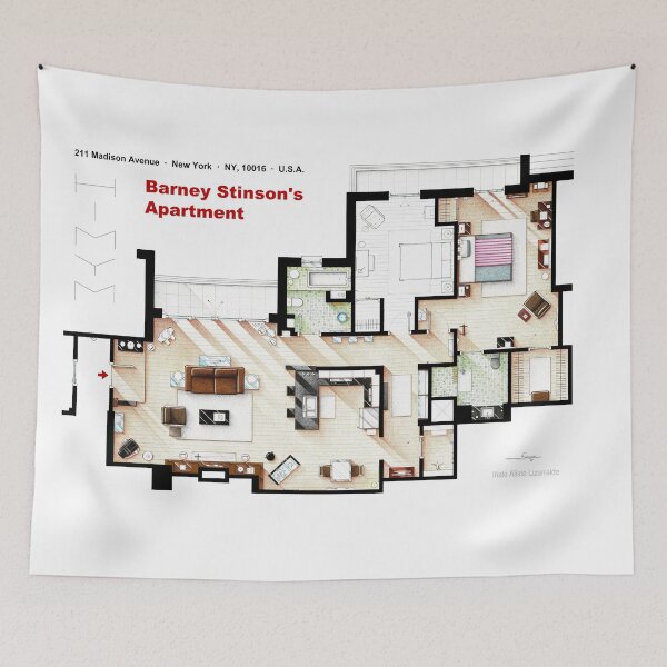 Item preview, Barney Stinson's apartment designed and sold by TV Floorplans & More.