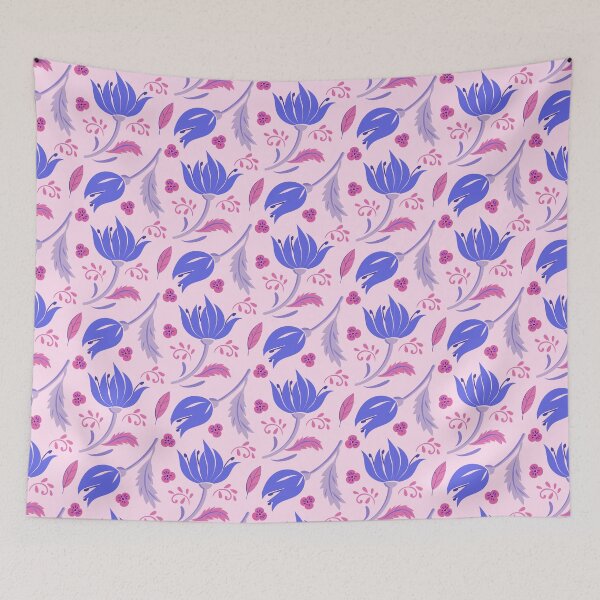 Item preview, Blue flower on pink background. Seamless pattern. Vector floral bright pattern  designed and sold by Olgus.