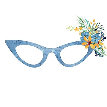Aperçu de l'œuvre Lunettes yeux de chat bleues avec un bouquet floral de Primroaddesigns