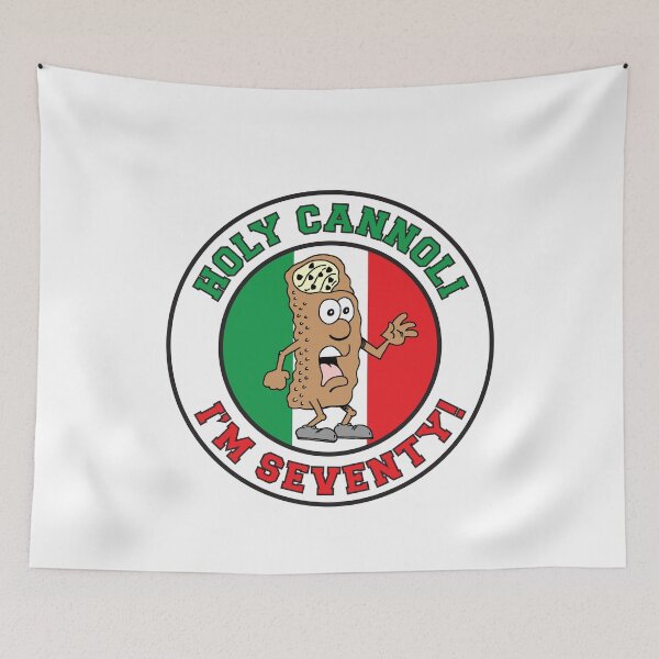 Item preview, Holy Cannoli I'm 70 Italian Cannoli Cartoon With Flag of Italy designed and sold by jaycartoonist.