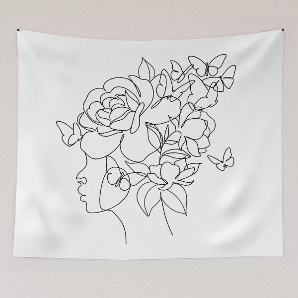 Item preview, Plant Head Woman Art Print  designed and sold by OneLinePrint.