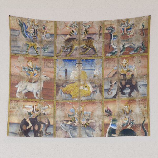 Item preview,  Burmese Buddhist painting of saint Shin Thivali and eight planets designed and sold by Boribo Travel.