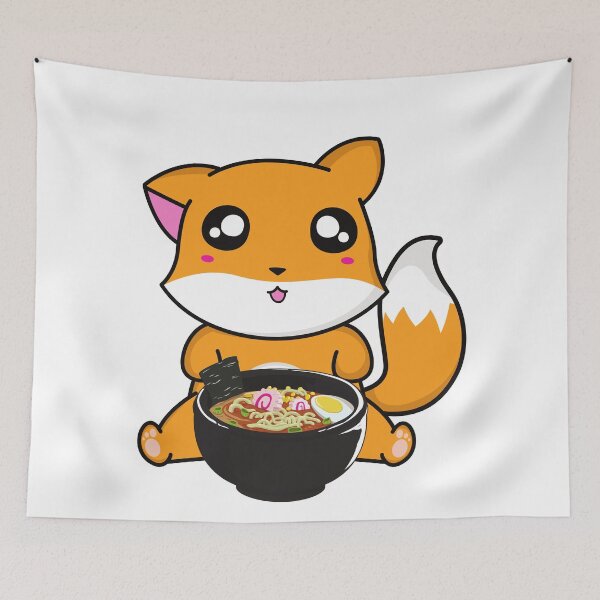 Item preview, Wholesome Fox Eating Ramen designed and sold by kindtoearth.