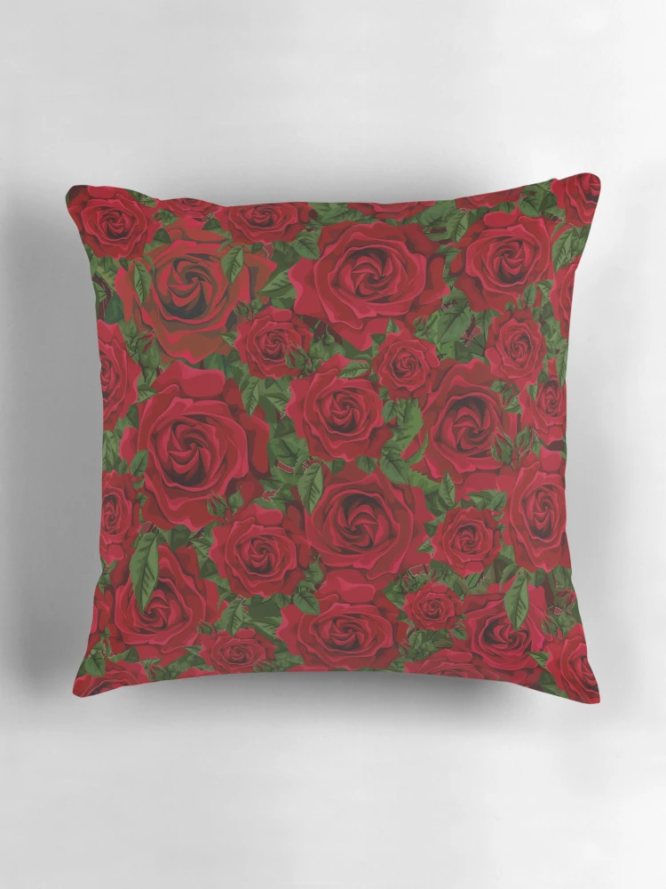 Thumbnail 3 of 4, Pillow, Red Roses Pattern designed and sold by EvelinePatterns.