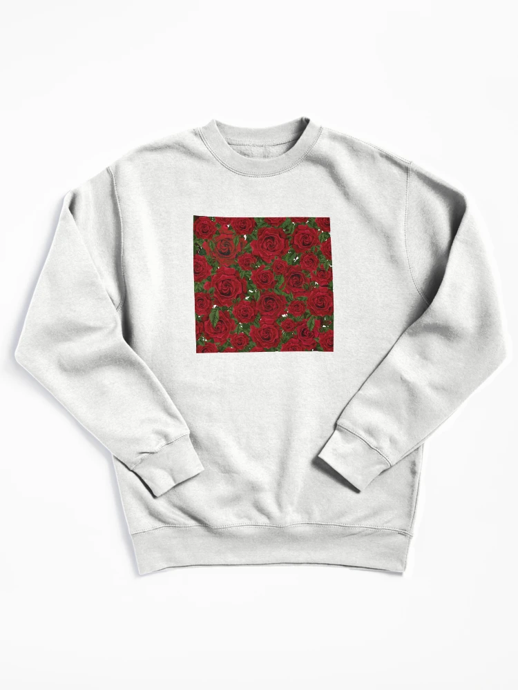 Thumbnail 1 of 6, Pullover Sweatshirt, Red Roses Pattern designed and sold by EvelinePatterns.