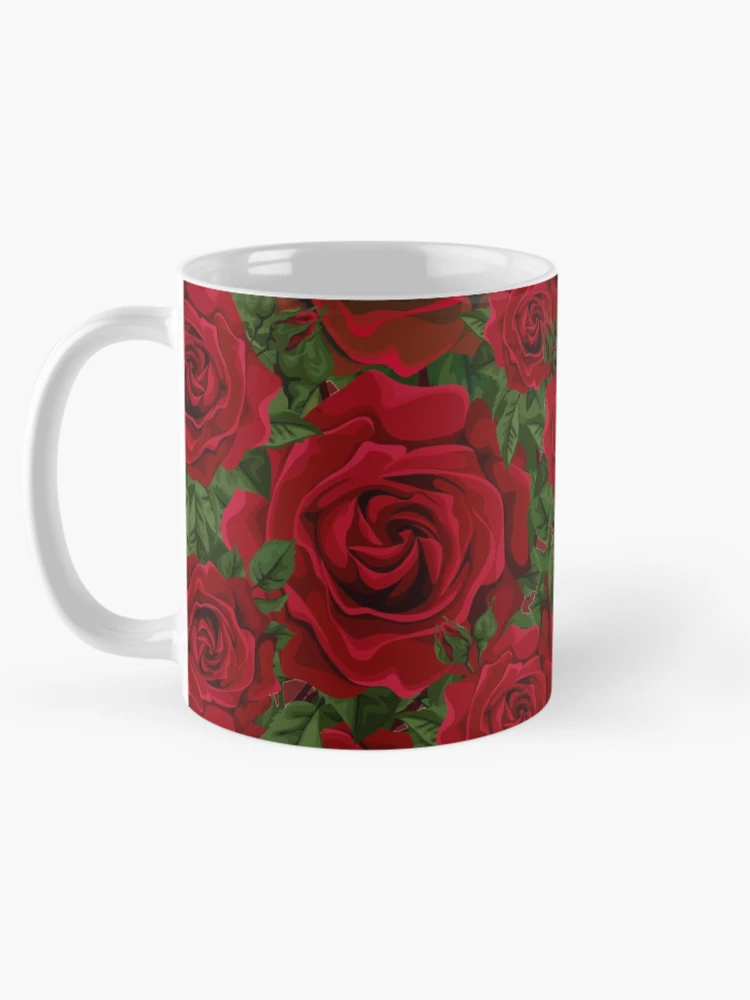 Thumbnail 5 of 6, Coffee Mug, Red Roses Pattern designed and sold by EvelinePatterns.