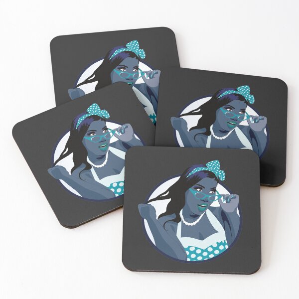 Item preview, Black Pin Up Girl | Elina - Turquoise & Blue (Dark Background) designed and sold by ladyfacecreates.