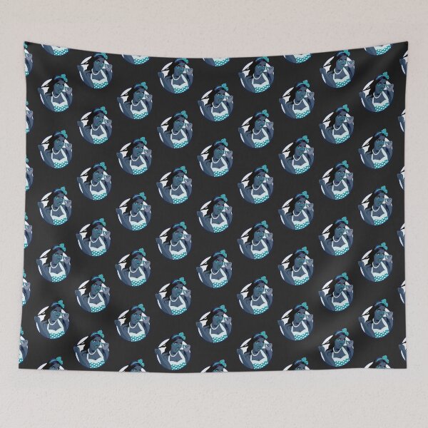 Item preview, Black Pin Up Girl | Elina - Turquoise & Blue (Dark Background) designed and sold by ladyfacecreates.