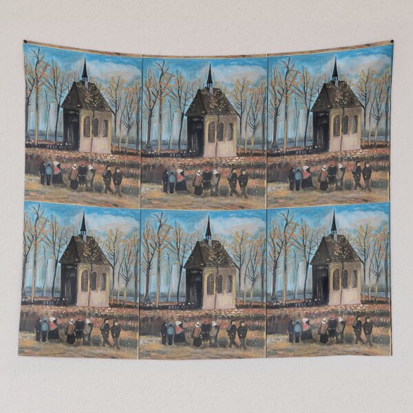 Item preview, Van Gogh Art Acrylic Painting Chapel at Nuenen, Churchgoers designed and sold by naturematters.