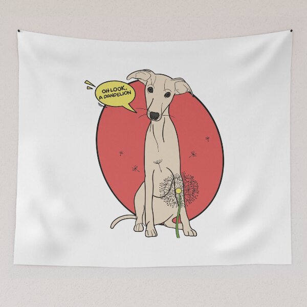 Item preview, Funny greyhound design; Fawn Italian greyhound with a dandelion flower designed and sold by ThisIggyLife.