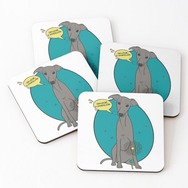 Item preview, Funny greyhound design; Grey Italian greyhound with a dandelion flower designed and sold by ThisIggyLife.