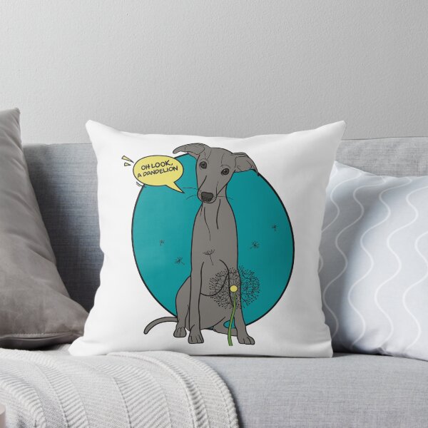 Item preview, Funny greyhound design; Grey Italian greyhound with a dandelion flower designed and sold by ThisIggyLife.