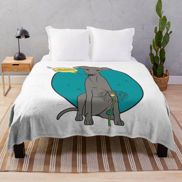 Item preview, Funny greyhound design; Grey Italian greyhound with a dandelion flower designed and sold by ThisIggyLife.