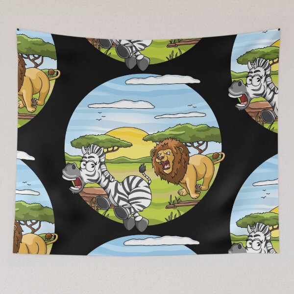 Item preview, African zebra running away from lion designed and sold by ARTemyzz.