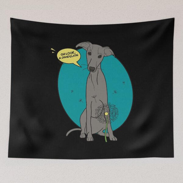 Item preview, Funny greyhound design; Grey Italian greyhound with a dandelion flower designed and sold by ThisIggyLife.