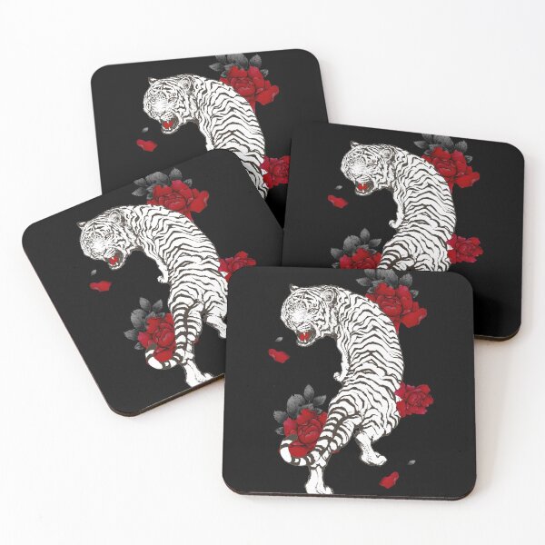 Item preview, Tiger roar with red peonies designed and sold by shodark.