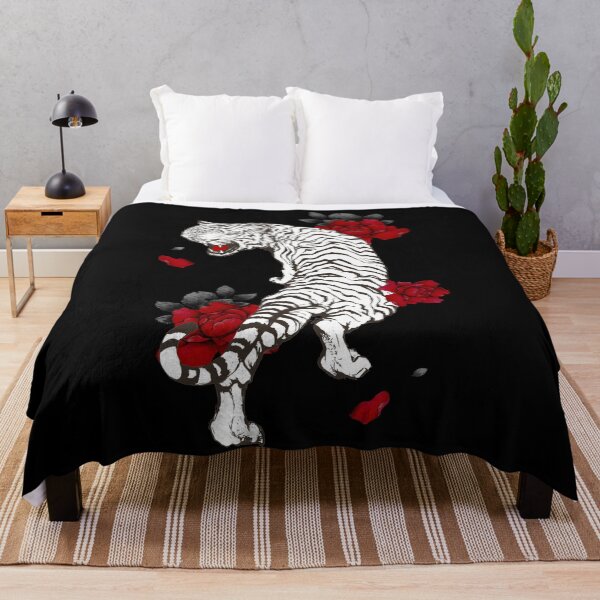 Item preview, Tiger roar with red peonies designed and sold by shodark.