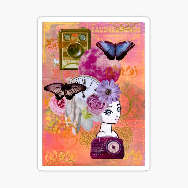 'Beautiful Mind' Mixed Media Collage Sticker