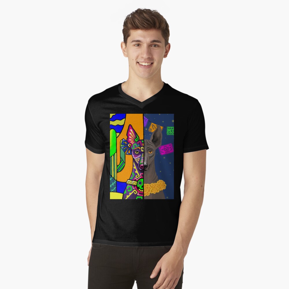 Vista previa del artículo con la obra «Camiseta de cuello en V», diseñado y vendido por TsapunDariaArt.