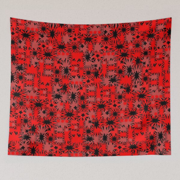 Item preview, Geometric, Pattern, Shapes, Lines, Modern,  Abstract, Art, Efflorescent- Red on Black designed and sold by LucidLounger.