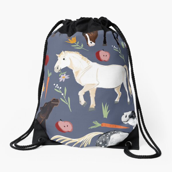 Horse pattern in jeans blue Drawstring Bag