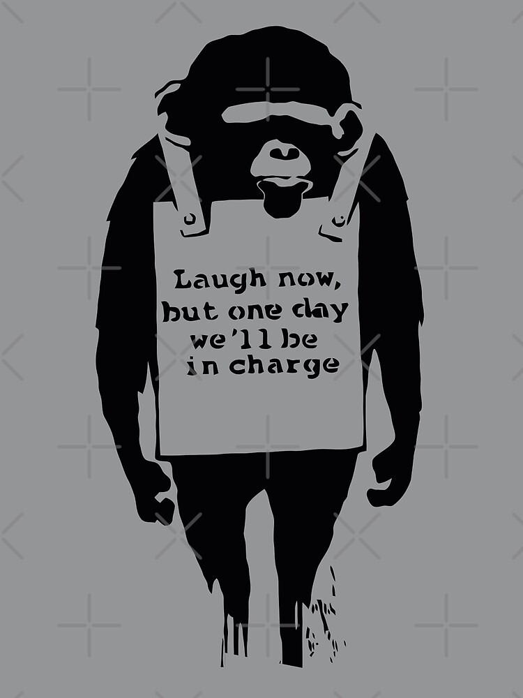 Banksy Monkey Laugh Now Postcard for Sale by belugastore