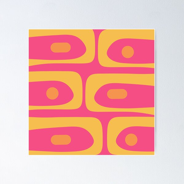 Item preview, Retro Piquet Mid Century Modern Abstract Pattern in Bright Pink and Mustard Yellow designed and sold by kierkegaard.