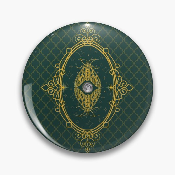 Item preview, Green and gold moth and moon designed and sold by CreativeStrand.